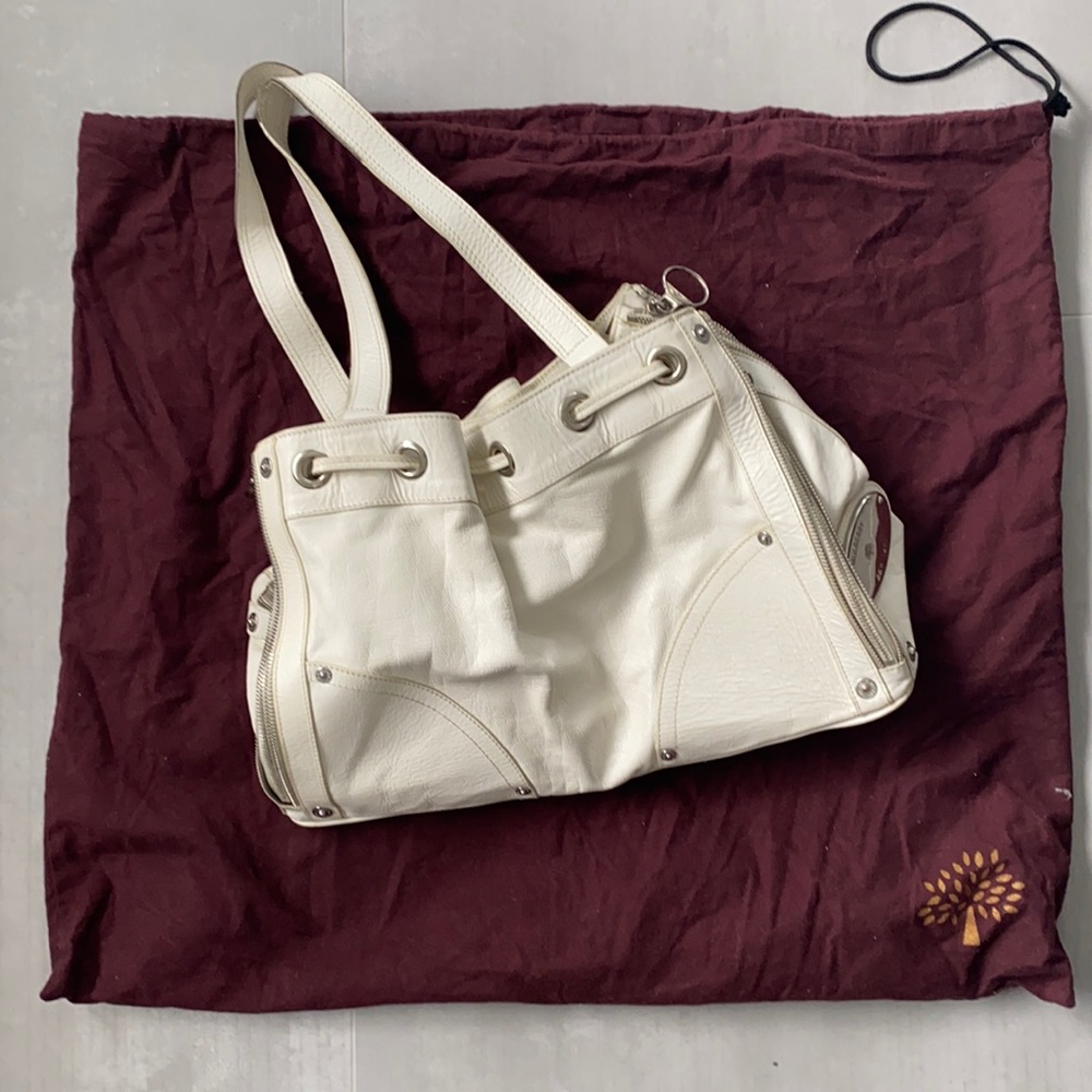 Mulberry Bag Purse White Leather with silver hardware